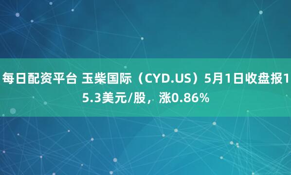 每日配资平台 玉柴国际（CYD.US）5月1日收盘报15.3美元/股，涨0.86%